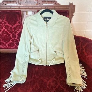 NWOT San Edelman Luella mint suede fringe jacket-medium